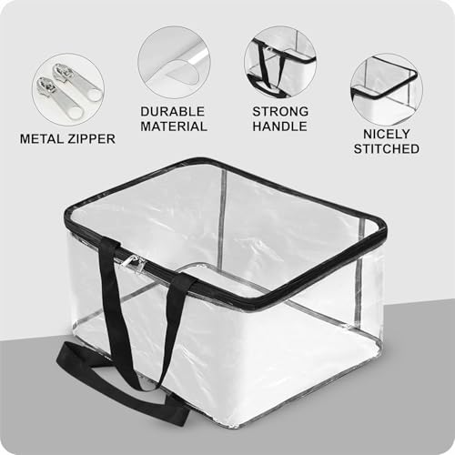 LAXIS® Pack of 4 Transparent Storage Bag for Saree Covers, Clothes, Lehenga, Blankets, Bedsheets, Toys, Docs| Wardrobe Organizer| Clear Storage Box Bag - Plastic, 40x32 Cm - Image 2