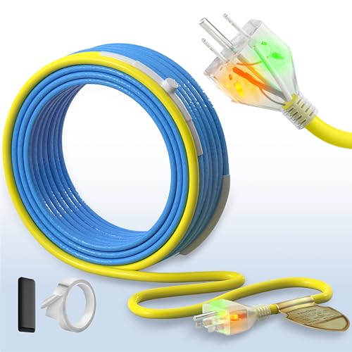 YeloDeer 6 Ft Upgraded Dual-Indicators Heat Tape for Water Pipes, YeloDeer Self-Regulating Heat Trace with Thermostat, Heating Cable with Extra End Seals for Metal and Plastic Pipes 120V - Image 1
