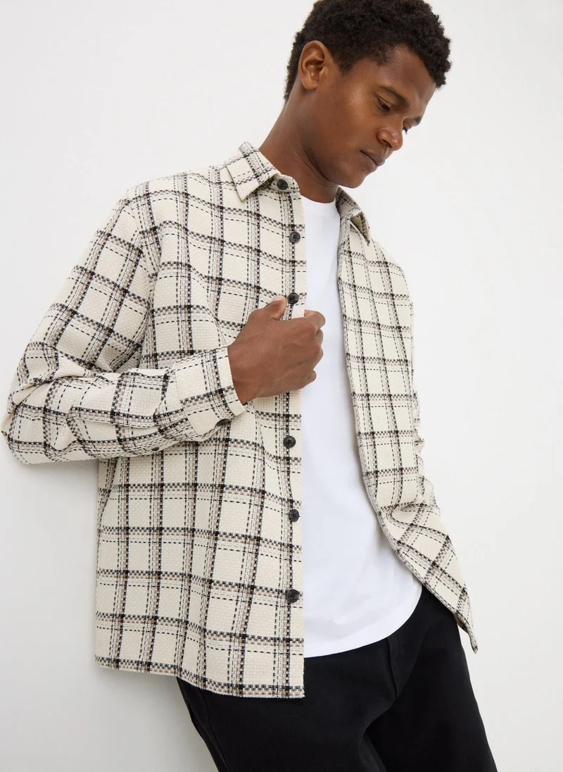Matalan Ecru Check Textured Shacket