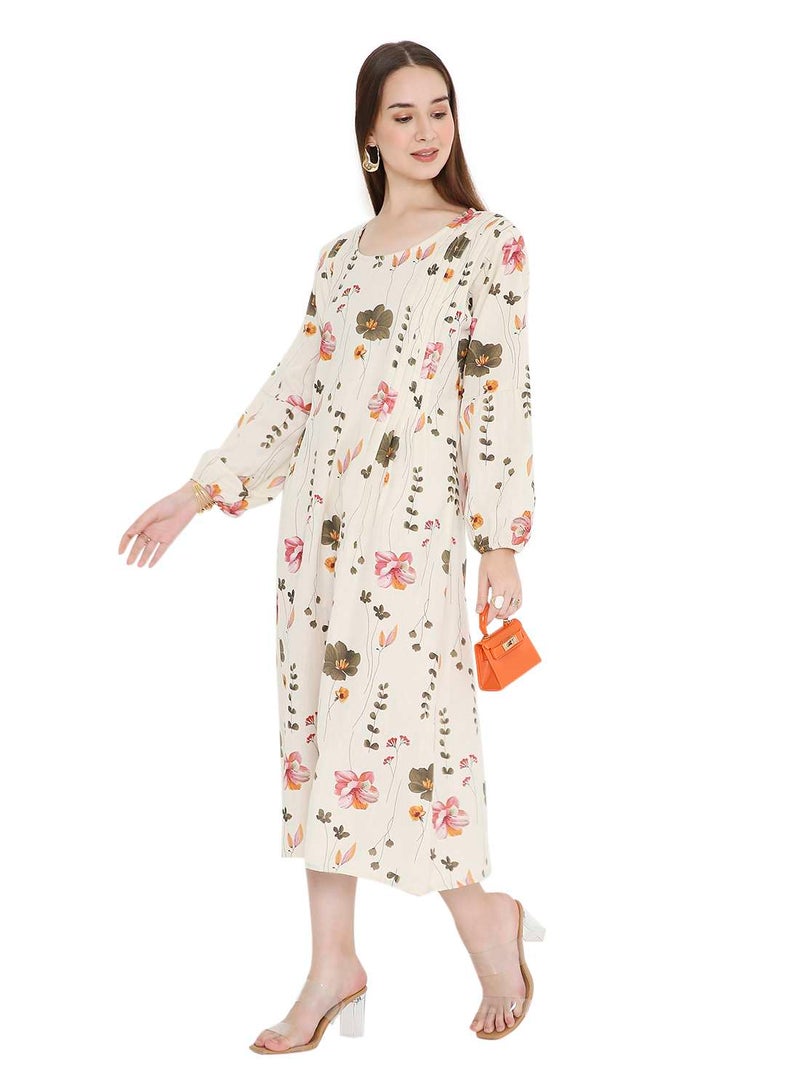 HANA & SARA HIGH QUALITY SHORT PRINTED FARASHA ARABIC KAFTAN JALABIYA DRESS  - Image 5