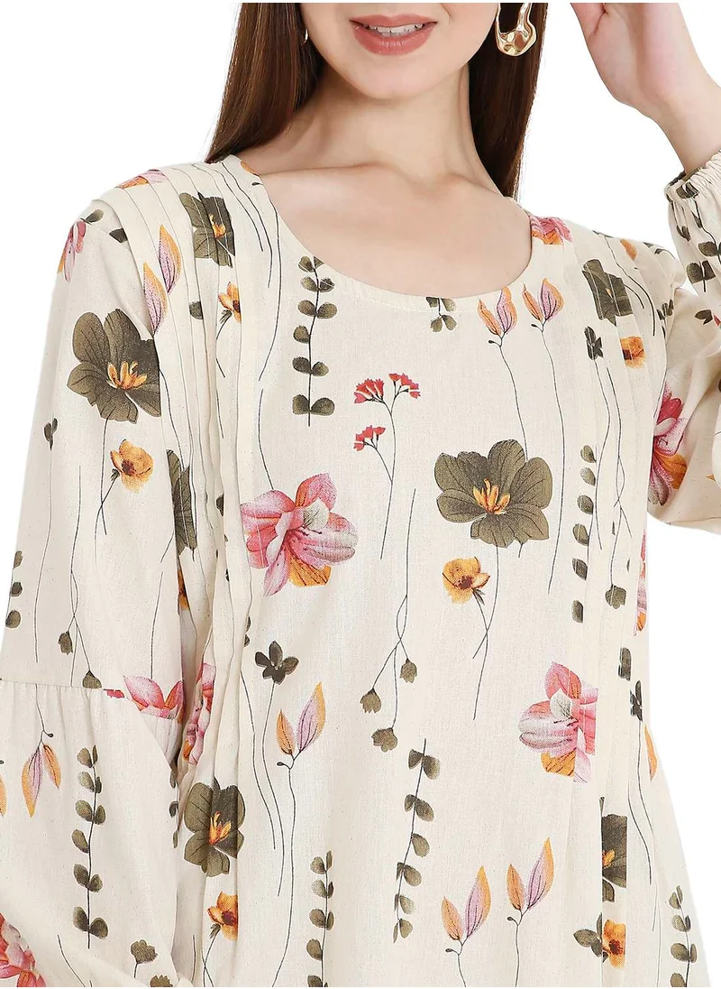 HANA & SARA HIGH QUALITY SHORT PRINTED FARASHA ARABIC KAFTAN JALABIYA DRESS