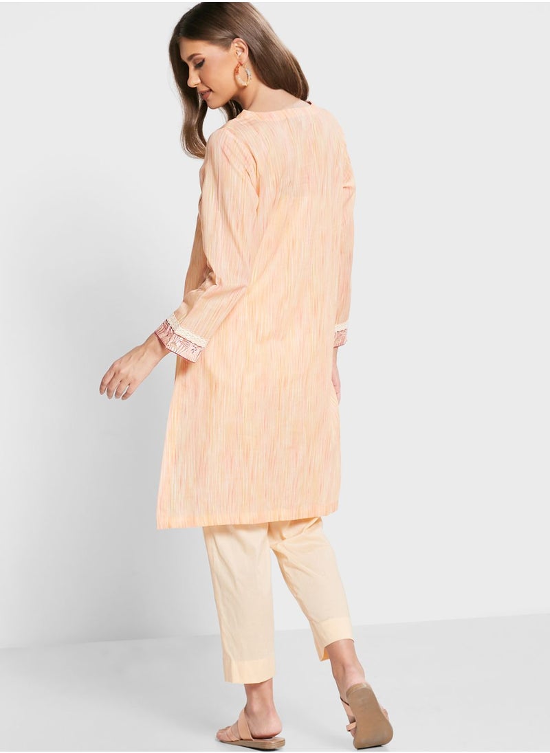 Nishat Linen - Printed Kurti & Pants With Dupatta - Image 1