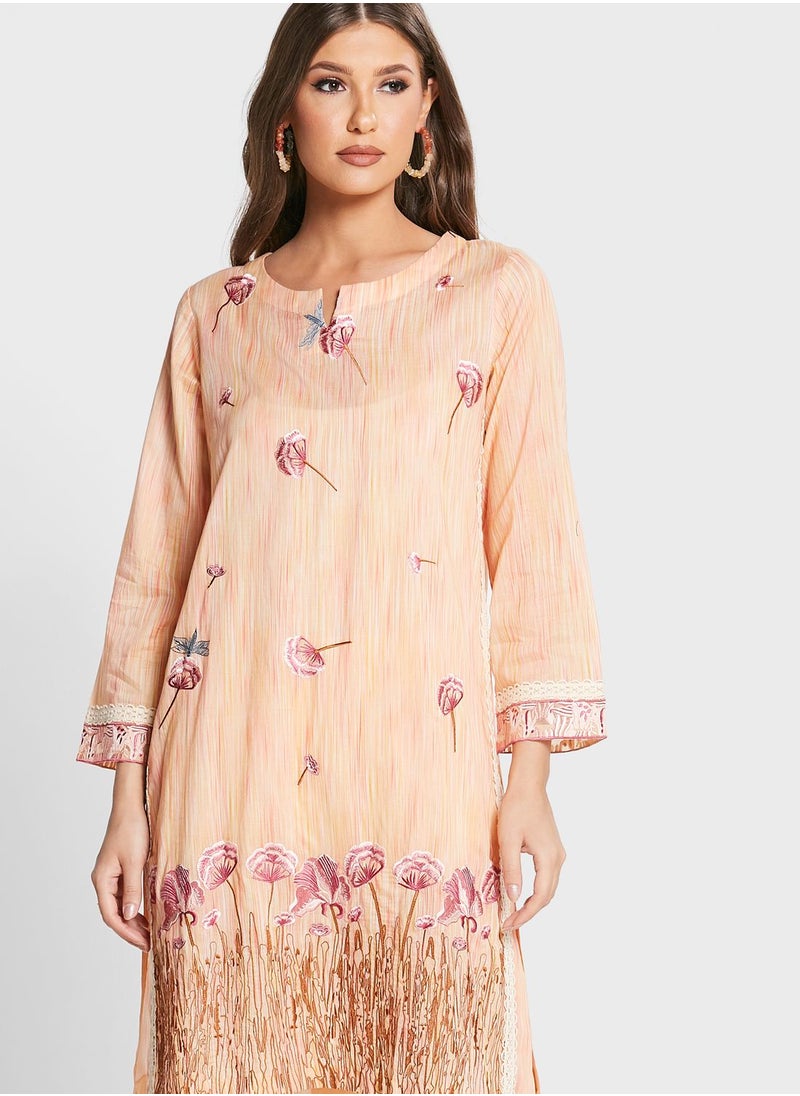 Nishat Linen - Printed Kurti & Pants With Dupatta - Image 1