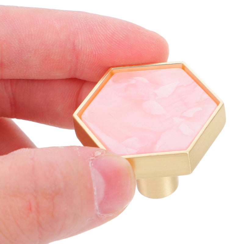 Pink Hexagon Brass Cabinet Knobs And Drawer Pulls Set Of 4 Single Hole Hardware - Image 5