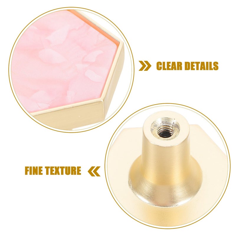 Pink Hexagon Brass Cabinet Knobs And Drawer Pulls Set Of 4 Single Hole Hardware - Image 4