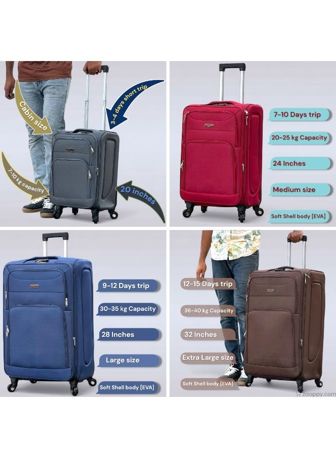 ZAAPPY Soft Shell 3PCS SET (20/24/28 Inch) Luggage, Ultra Lightweight, Expandable, Combination Locks - Image 5