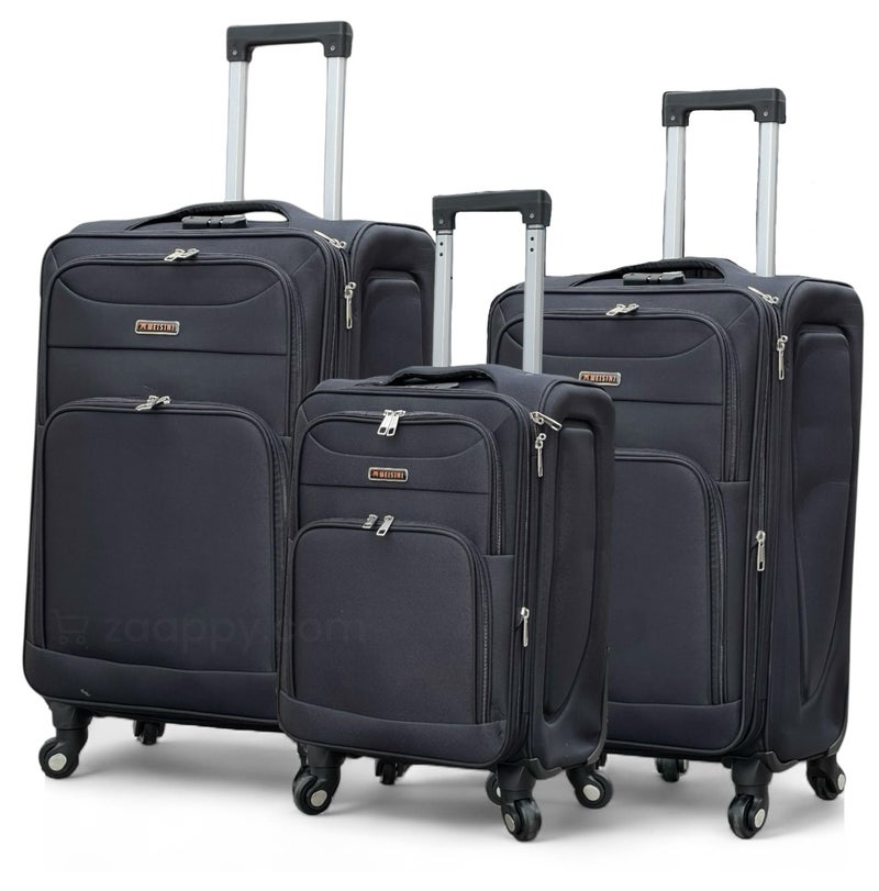 ZAAPPY Soft Shell 3PCS SET (20/24/28 Inch) Luggage, Ultra Lightweight, Expandable, Combination Locks - Image 1