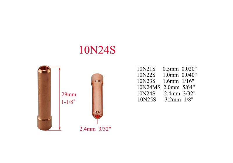 RIVERWELD TIG Stubby Gas Lens Collet Bodies 17GL332 10N24S 3/32'' 2.4mm Assort Kit for QQ300 PTA DB SR WP 17 18 26 TIG Welding Torch 10pcs - Image 2