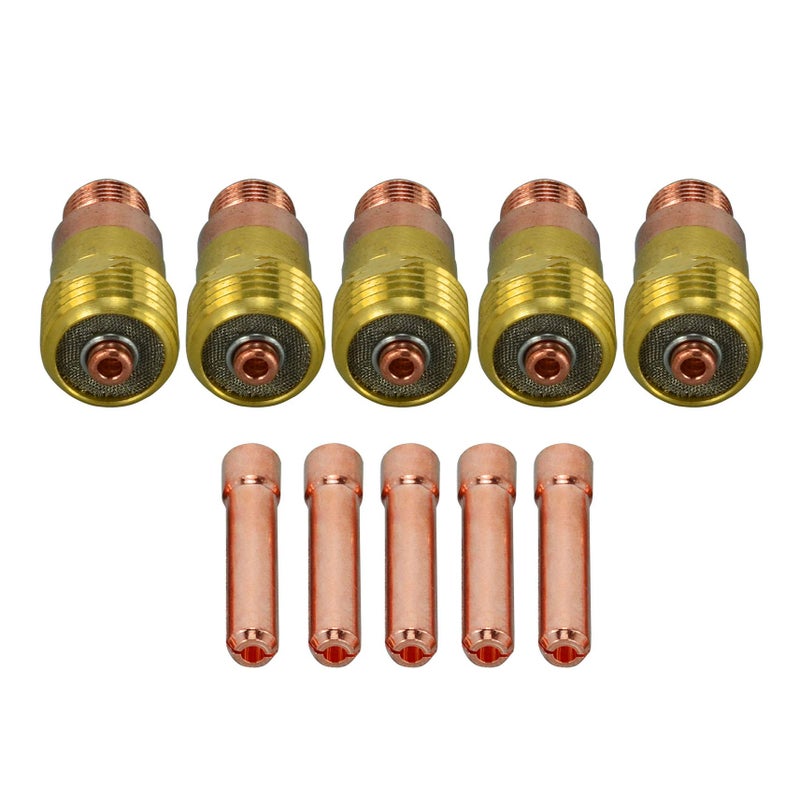 RIVERWELD TIG Stubby Gas Lens Collet Bodies 17GL332 10N24S 3/32'' 2.4mm Assort Kit for QQ300 PTA DB SR WP 17 18 26 TIG Welding Torch 10pcs - Image 1