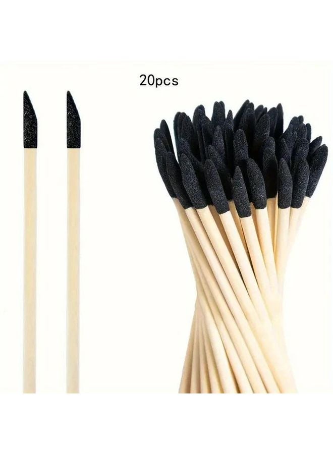 20pcs Dual Purpose Wooden Sanding Sticks With Precision Frosted Tips For Crafts Model Making - Image 1