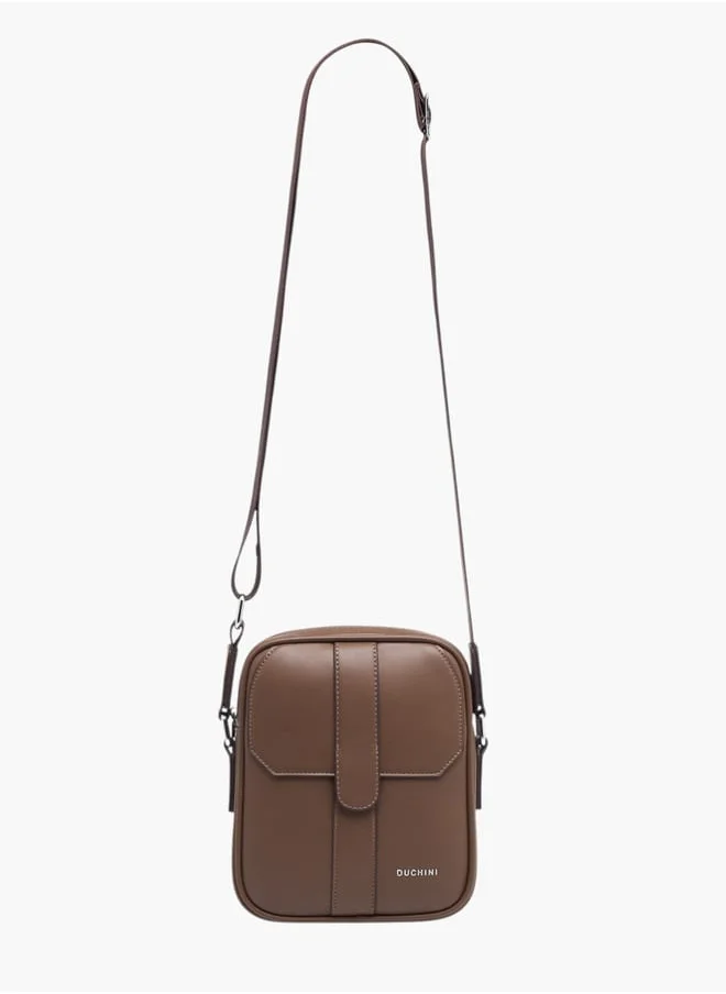 DUCHINI Men's Panelled Crossbody Bag with Zip Closure and Adjustable Strap