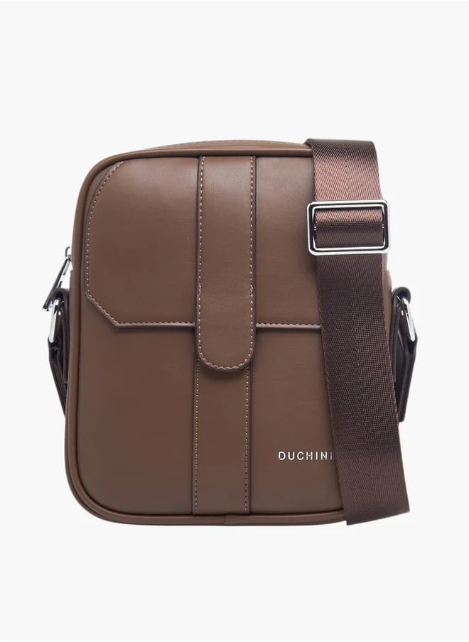 DUCHINI Men's Panelled Crossbody Bag with Zip Closure and Adjustable Strap