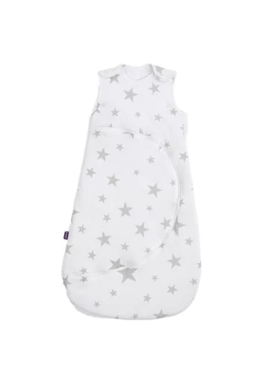 Snuz Pouch Sleeping Bag For Infant And Baby 1.0 Tog Clever Nappy Change Zip Material 100% Cotton For Temperatures If 21 - 23 Celsius From 6 To 18Months Maximum Baby Length 86Cm - Grey Star