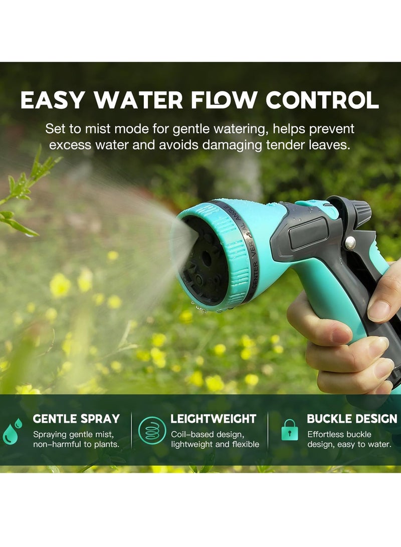 Bukela Coil Garden Hose 15M 50FT, EVA Recoil Garden Hose,Self-coiling Water Hose with 3/4" Connector Fittings with 10 Function Spray Nozzle,Retractable,Corrosion Resistant(Blue) - Image 2