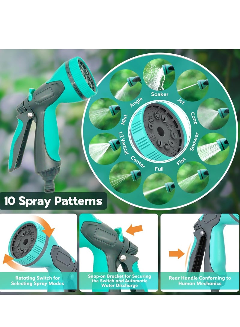 Bukela Coil Garden Hose 15M 50FT, EVA Recoil Garden Hose,Self-coiling Water Hose with 3/4" Connector Fittings with 10 Function Spray Nozzle,Retractable,Corrosion Resistant(Blue) - Image 3