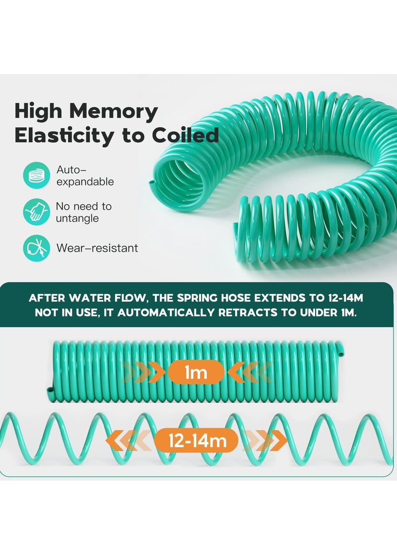 Bukela Coil Garden Hose 15M 50FT, EVA Recoil Garden Hose,Self-coiling Water Hose with 3/4" Connector Fittings with 10 Function Spray Nozzle,Retractable,Corrosion Resistant(Blue) - Image 4