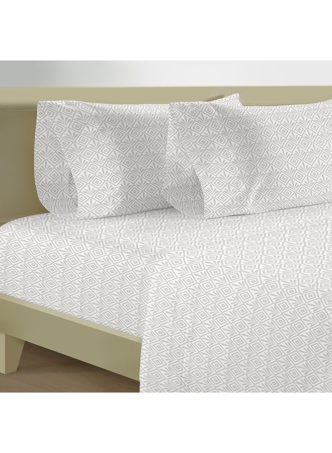 Boutique Blanche 300TC cotton fitted sheet   200*200 tribal motif