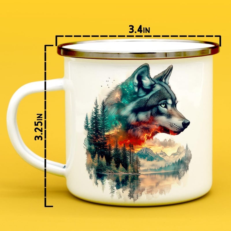 Loftipop Nature Wolf Enamel Camp Mug Wild Life Animal Campfire Camping Cup Outdoor Lover Gifts 12oz - Image 5