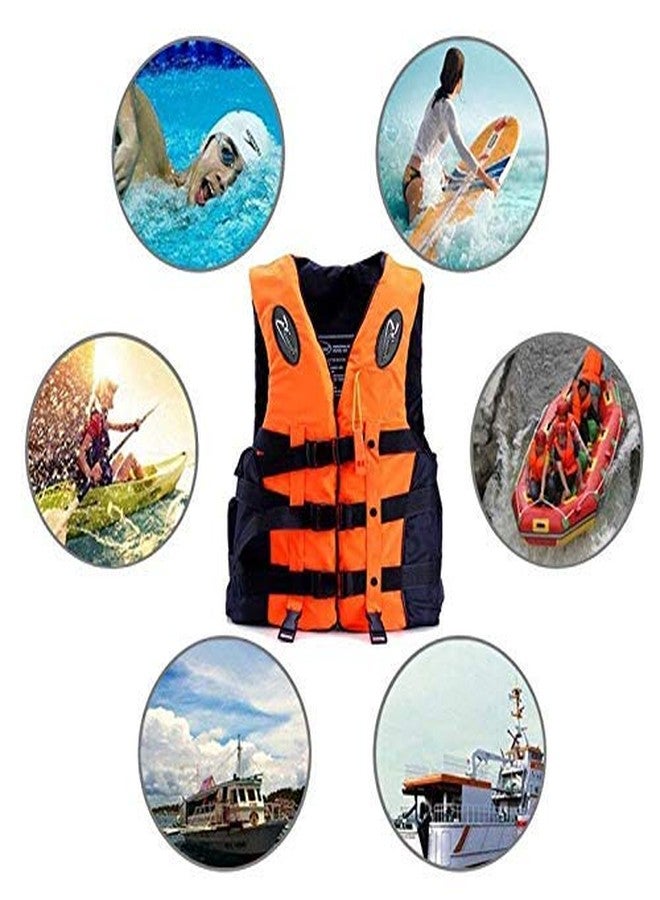 Matiko Polyester Safety Adult's Life Jacket, Life Saving Jacket for Swimming Guard, Drifting Boating (Orange) - Image 3