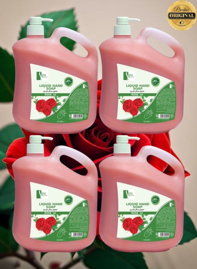 سبا سيستم 4 قطع صابون سائل لليدين برائحة الورد 4.2 لتر - Image 1