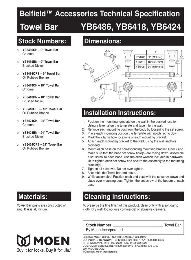 Moen YB6418NL Belfield 18-Inch Bathroom -Towel Bar, Polished Nickel - Image 4
