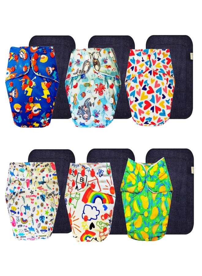 Dumbledo Premium Cloth Diaper with Black Insert (Pack of 6) | Soft & Gentle | Breathable | Travel Friendly | Perfect for Indian Summers | 3 Months - 3 Years | Unisex Baby - Image 1
