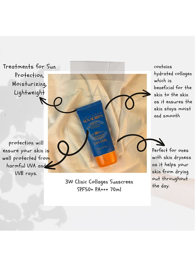 3W CLINIC Collagen SPF 50+ Sunscreen 70ml  - Image 3