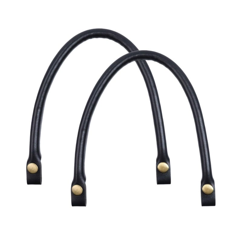 Semetall Purse Handles 2 Pcs 05 Wide 157 Length Handbag Handles Black PU Leather Purse Strap with Button for Handbag and Handbag DIY Making AccessoriesLeather Handles for Bags