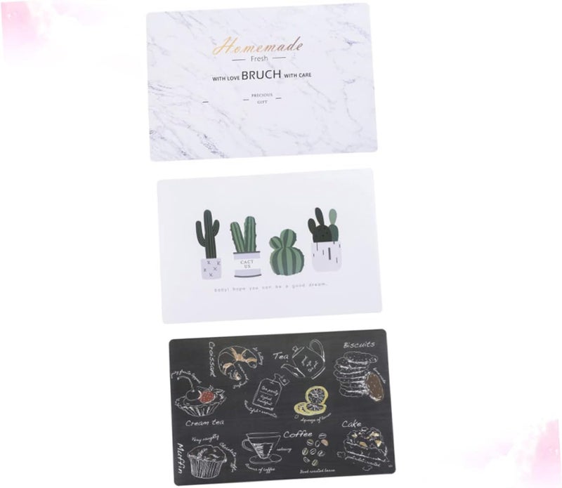 klarako 3pcs for Marble Household Mat Non-slip Printed Home Restaurant Pad Baking Table + Heat Tableware Insulation Cactus Placemats - Image 2
