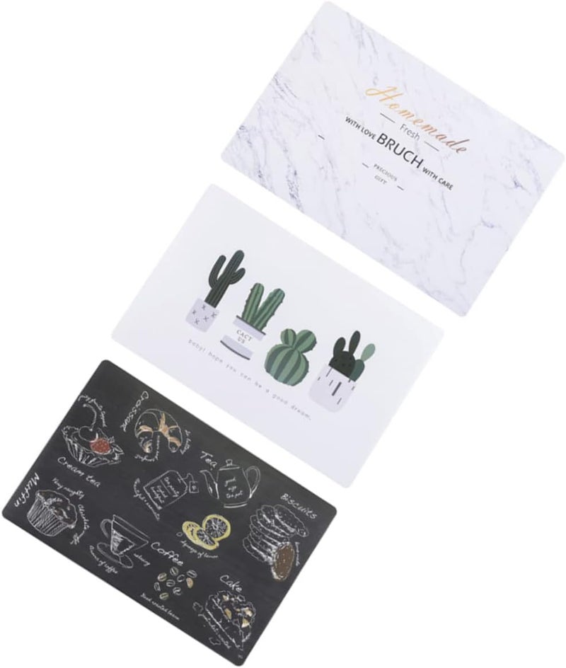 klarako 3pcs for Marble Household Mat Non-slip Printed Home Restaurant Pad Baking Table + Heat Tableware Insulation Cactus Placemats - Image 1