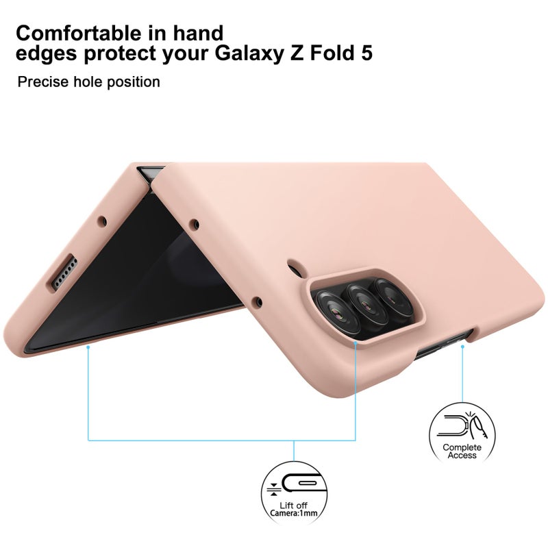 Foluu Slim Fit Case for Samsung Galaxy Z Fold 5 Case, with Front Built-in Screen Protector, Ultra Thin Matte PC Protective Cover for Samsung Galaxy Z Fold5 5G 2023 (Pink) - Image 2