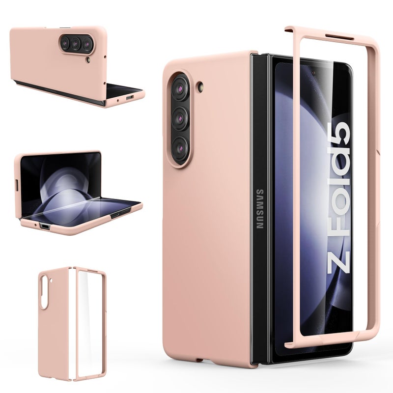 Foluu Slim Fit Case for Samsung Galaxy Z Fold 5 Case, with Front Built-in Screen Protector, Ultra Thin Matte PC Protective Cover for Samsung Galaxy Z Fold5 5G 2023 (Pink) - Image 1