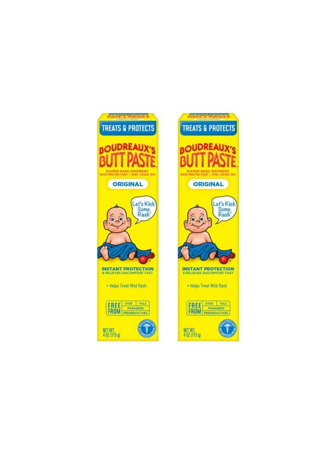 Boudreaux's Butt Paste Boudreauxs Butt Paste Diaper Rash Ointment, Vjbqdk, Original - Contains 16% Zinc Oxide - Pediatrician Recommended - Paraben And Preservative-Free - 2Pack (4 Ounce) - Image 1