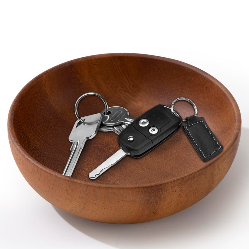 IVWOXO Small Round Keys Bowl for Entryway, Acacia Decorative Bowl for Organizing Tabletop Decorative Organizer Basket for Keys Wallet Cell Phone for Fruit Candy Cracker - Image 3