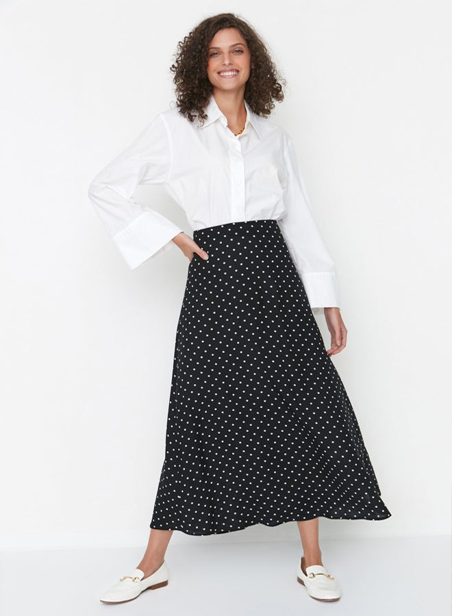 trendyol Black Polka Dot Patterned Knit Skirt - Image 5