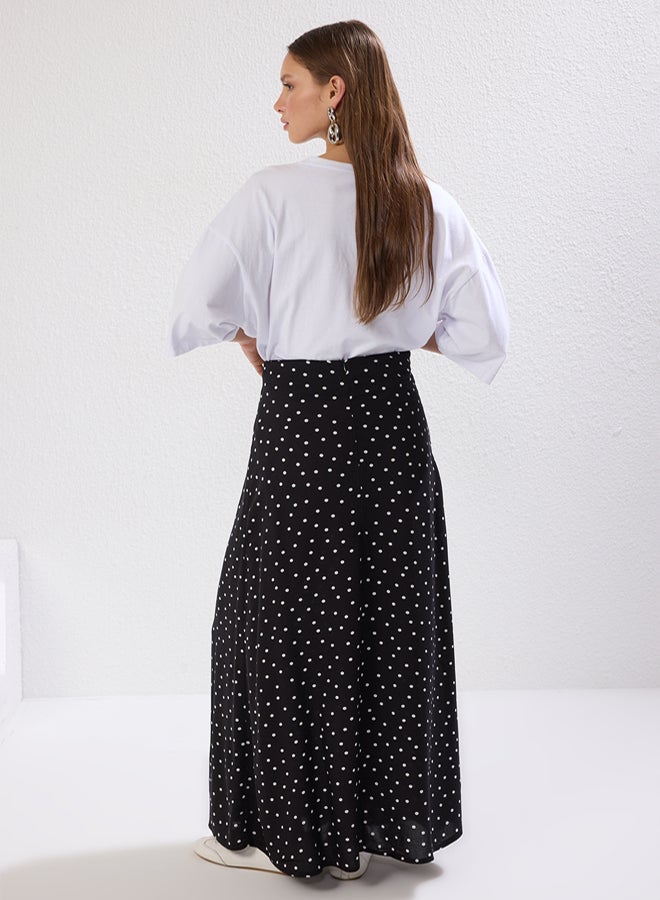 trendyol Black Polka Dot Patterned Knit Skirt - Image 4