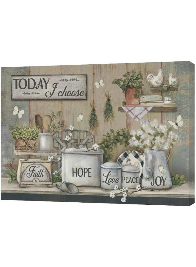exroozy Rustic Kitchen Wall Art Farmhouse Kitchen Pictures Wall Decor Country Kitchen Painting Prints Farm Positive Quotes Framed Artwork Ready to Hang 12"x16" - Image 2