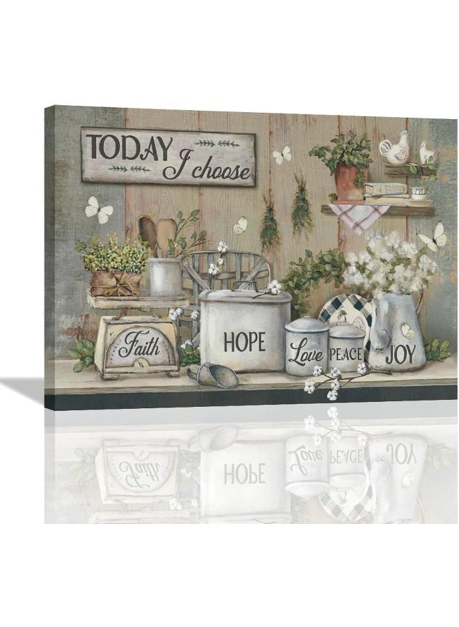 exroozy Rustic Kitchen Wall Art Farmhouse Kitchen Pictures Wall Decor Country Kitchen Painting Prints Farm Positive Quotes Framed Artwork Ready to Hang 12"x16" - Image 1