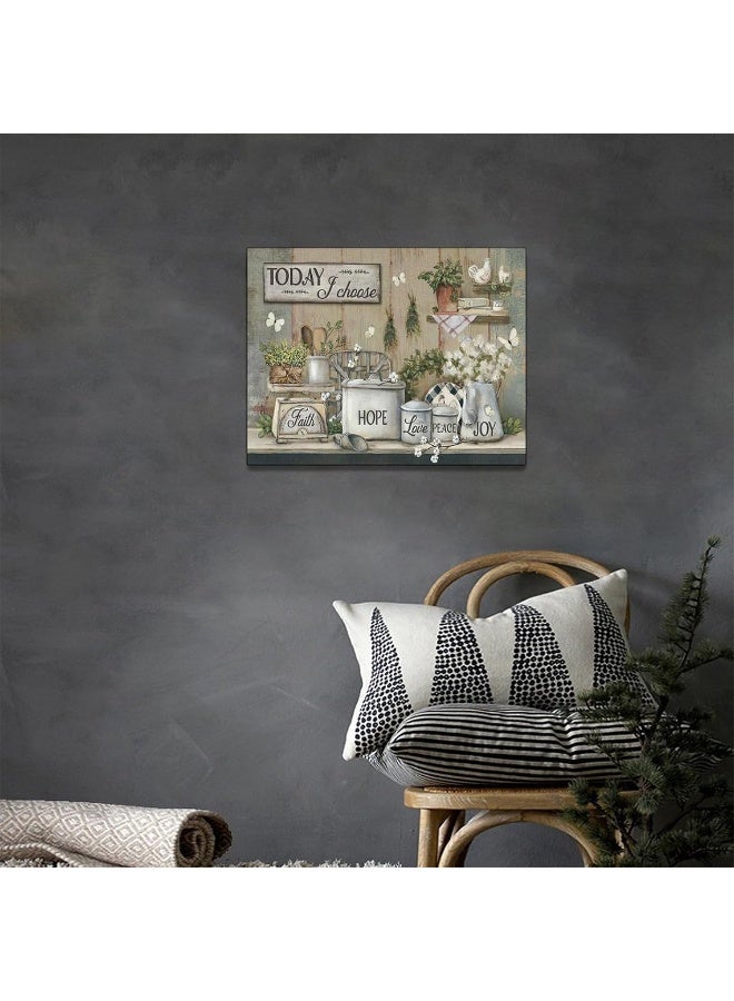 exroozy Rustic Kitchen Wall Art Farmhouse Kitchen Pictures Wall Decor Country Kitchen Painting Prints Farm Positive Quotes Framed Artwork Ready to Hang 12"x16" - Image 3