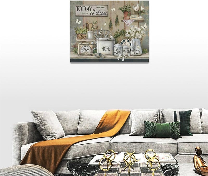 exroozy Rustic Kitchen Wall Art Farmhouse Kitchen Pictures Wall Decor Country Kitchen Painting Prints Farm Positive Quotes Framed Artwork Ready to Hang 12"x16" - Image 5