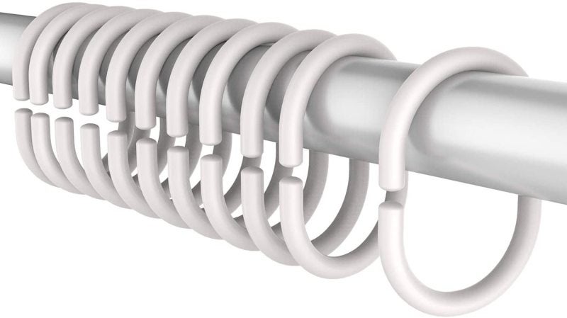 Plastic Shower Curtain Rings Hooks for Bathroom Shower Window Rod (24 Packs)