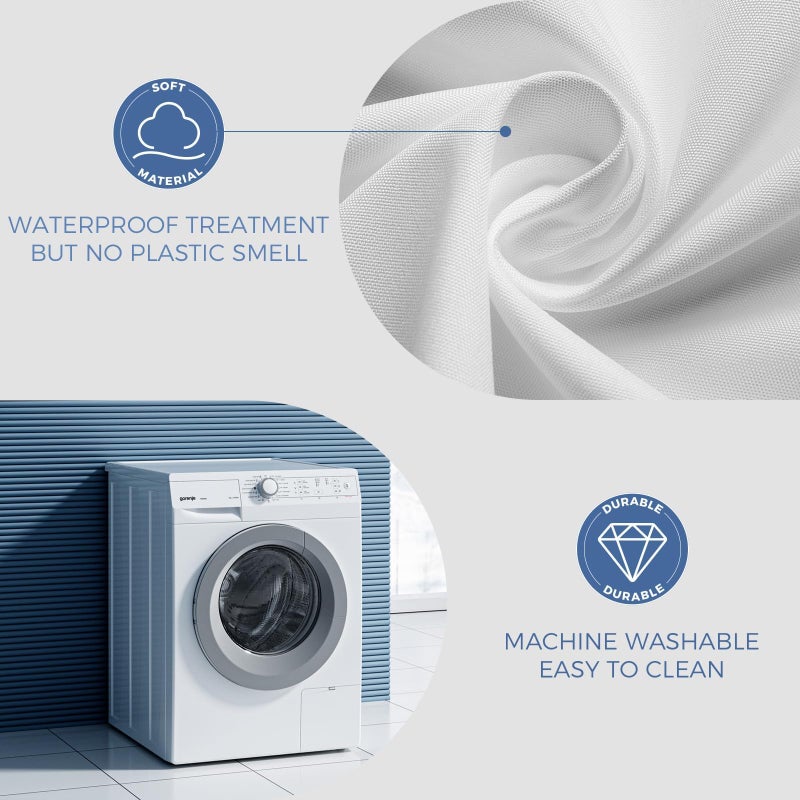 downluxe Waterproof Fabric Shower Curtain Liner, Soft Cloth Shower Liner with 3 Magnets, Machine Washable & Hotel Quality Bathroom Curtain, 70" W x 72" L, White - Image 5