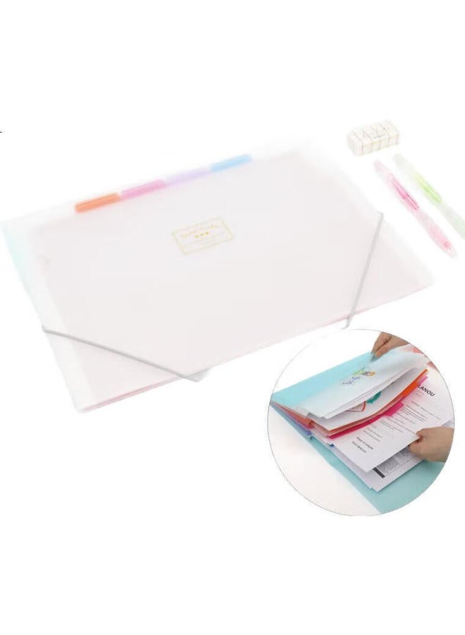Kokuyo A4 Accordion File Folder, Light Color Cookie Style, Student Thin Document Folder With Elastic Band, 6 Layers 7 Pockets, 1 Transparent, Wsg-Dfc70T - Image 3