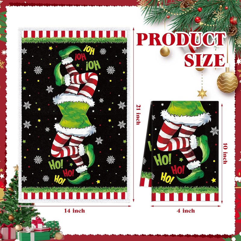 FuWeave 6 Pcs Christmas in July Kitchen Towels Lime Green Merry Christmas Tea Dishtowel 21 x 14 Inch Decorative Winter Bathroom Hand Towel Xmas Decor for Kitchen Bathroom Farmhouse Gift - Image 3