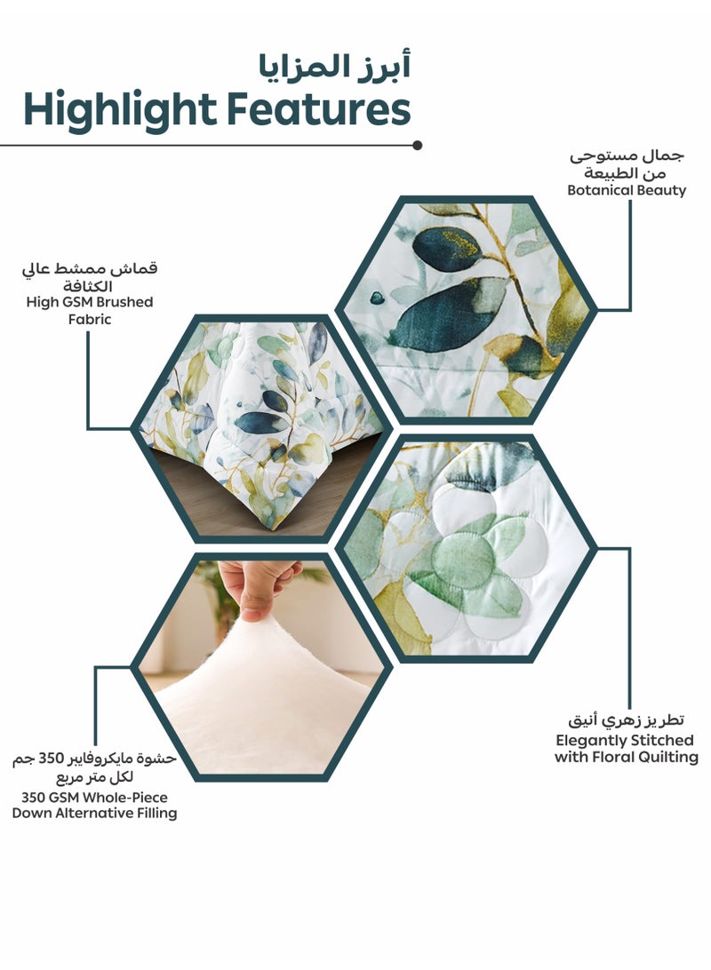 دوناتيلا طقم مفرش سرير كامل 6 قطع مقاس مزدوج 200×200 سم , مايكروفايبر ناعم , تطريز مشجر انيق يناسب سرير 200×200سم - Image 5