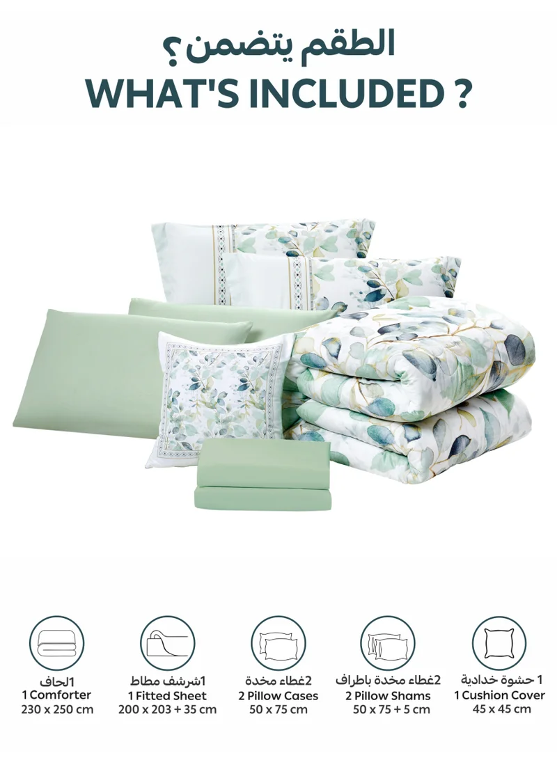 Donetella Bedding Comforter Set, King Size Fits 200x200 cm - 6-Pcs Digital Print Quilted Bed Set, Microfiber Fabric - 1 Comforter, 1 Fitted Sheet, 2 Pillow Shams, 2 Pillowcases .