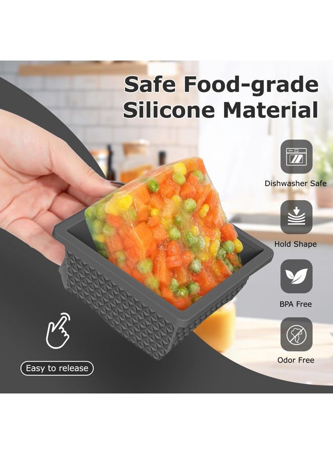 Doasuwish Silicone Freezer Tray with Lid-Stackable Soup Freezer Container Molds,2-Cup Ice Cube Trays for Perfect Portion Control,Food Storage & Meal Prep,Oven & Dishwasher Safe-4 Pack - Image 3
