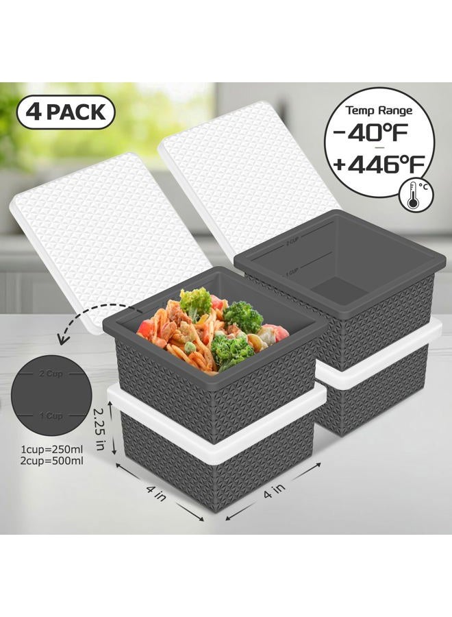 Doasuwish Silicone Freezer Tray with Lid-Stackable Soup Freezer Container Molds,2-Cup Ice Cube Trays for Perfect Portion Control,Food Storage & Meal Prep,Oven & Dishwasher Safe-4 Pack - Image 2