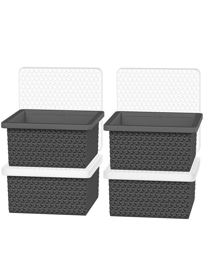 Doasuwish Silicone Freezer Tray with Lid-Stackable Soup Freezer Container Molds,2-Cup Ice Cube Trays for Perfect Portion Control,Food Storage & Meal Prep,Oven & Dishwasher Safe-4 Pack - Image 1