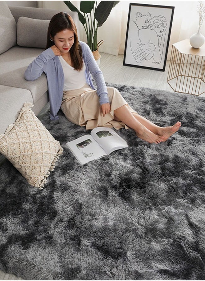 Generic - Area Rugs  Tie Dye Super Soft Fluffy Non-Slip Plush Carpet  Modern Plush Carpet For Kids Room Large Area Rugs Nursery Room Bedroom  Living Room (Dark Grey) - Image 1